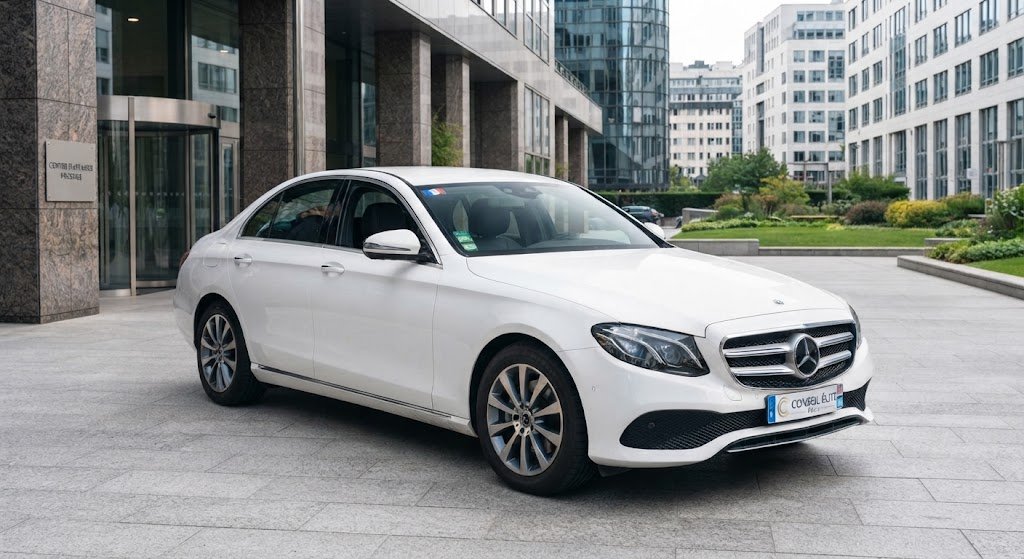 Berline Mercedes E blanc taxi
